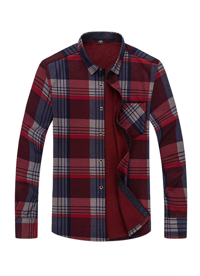 Camisa Cálida Acolchada de Terciopelo para Hombre Talla Grande - Image 33