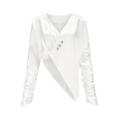 Blusa Casual Asimétrica con Mangas Murciélago y Cuello en V - Image 5
