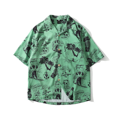 Chaqueta Hawaiana Hombre Estilo Harajuku Vintage Hip-hop Anime Oversized - Image 4