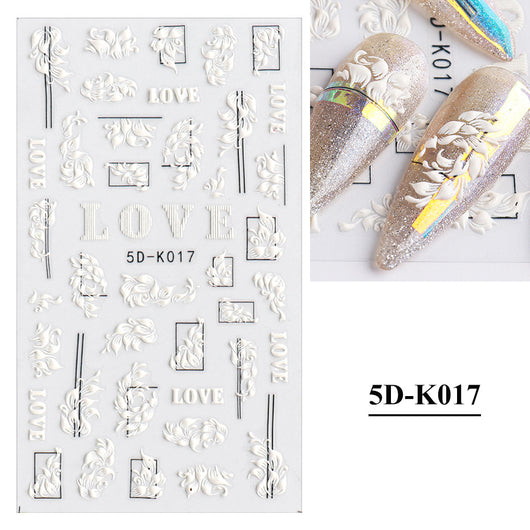 Pegatinas de Uñas de Encaje Blanco Hueco 3D Diseño Mariposa para Novia - Image 3