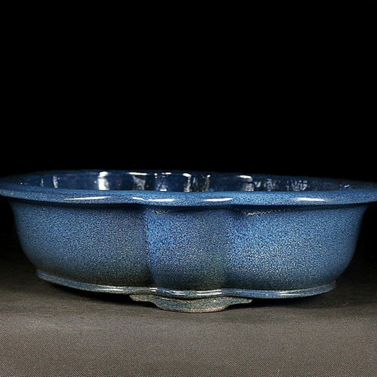 Maceta Bonsái Artesanal Cerámica Púrpura Jun Azul - Diseño Begonia Vintage