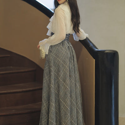 Conjunto de Falda de Lana Retro Elegante para Otoño - Image 5