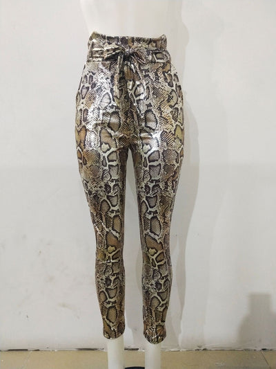 Pantalones Harem Estampado Piel de Serpiente Bronce para Mujer - Image 4