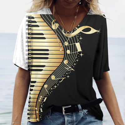 Playera Oversized Estampada Cuello V para Mujer - Image 4