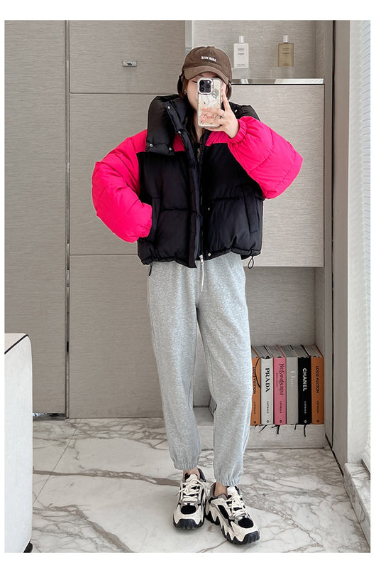 Chaqueta Corta de Algodón con Parches Contrastantes Gruesos para Mujer - Image 14