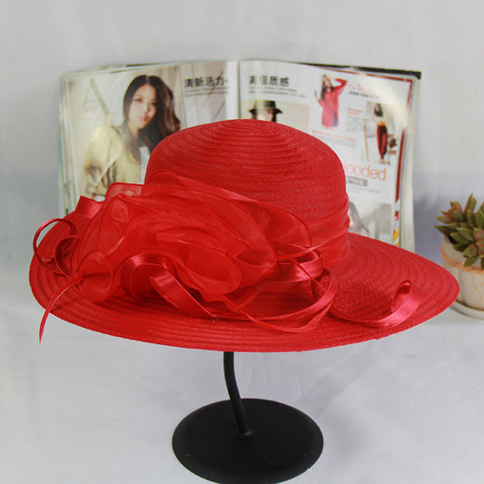 Sombrero Visera Organza con Flor - Estilo Elegante y Sofisticado