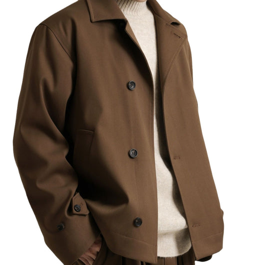 Abrigo Ejecutivo de Cuello Vuelto con Mezcla de Tela Twill para Hombre - Image 6