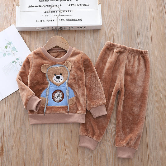Pijama Infantil Térmico con Diseño Cartoon - Conjunto Abrigo Invierno
