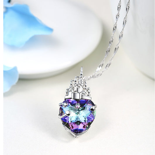 Collar de Plata 925 Corazón Cristal Castillo del Amor - Diseño Europeo Elegante - Image 10