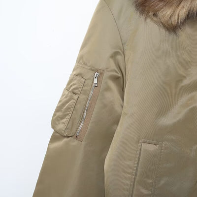 Abrigo de Algodón para Mujer con Cuello de Piel Desmontable - Image 20