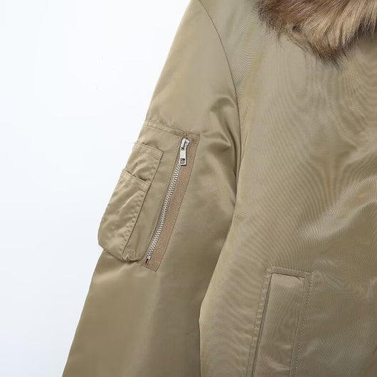 Abrigo de Algodón para Mujer con Cuello de Piel Desmontable - Image 20