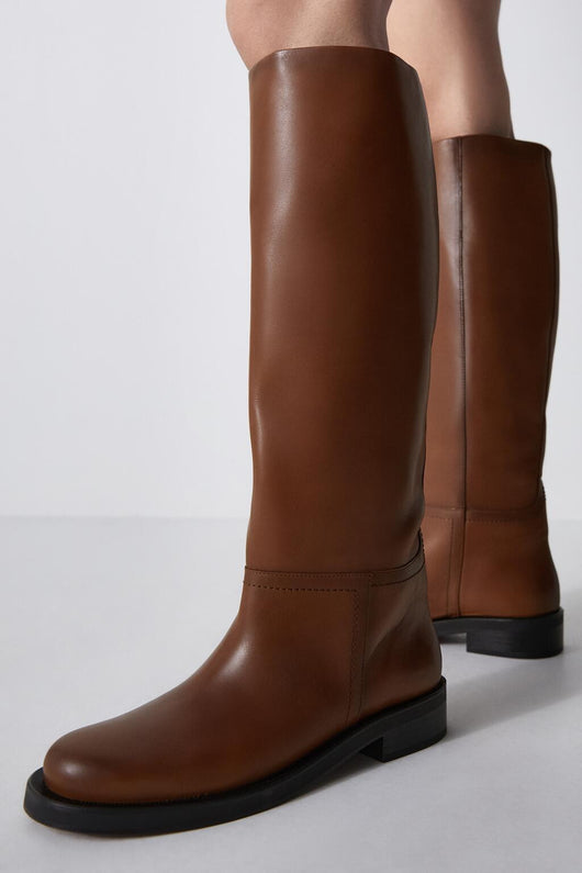 Botas Altas de Cuero Vacuno Vintage Marrón para Mujer - Image 8