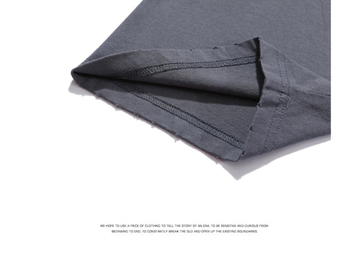 Camiseta Casual Americana de Manga Corta con Bolsillo y Orilla Deshilachada para Hombre - Image 12