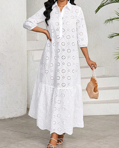 Vestido Camisero de Encaje Calado para Mujer - Image 9
