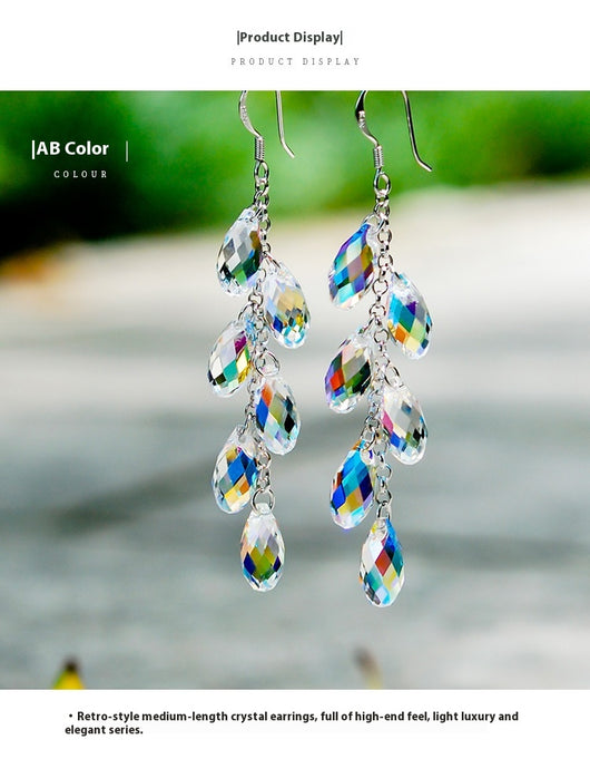 Aretes de Cristal con Aguja de Plata - Cortina de Cuentas Brillante - Image 12