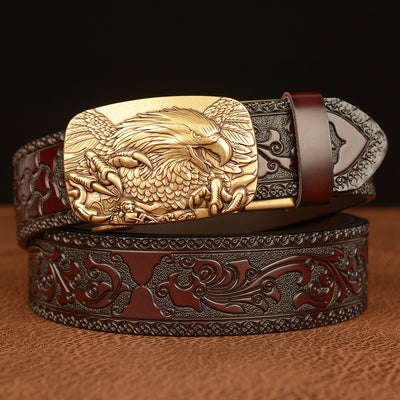 Cinturón de Cuero con Hebilla Automática y Águila Grabada Personalizada - Image 8
