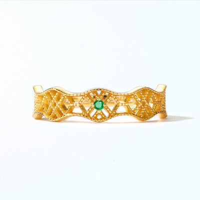Anillo Geométrico de Esmeralda Natural Lujo Minimalista