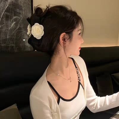 Broche de Cabello Terciopelo Negro - Diadema de Moda Coreana con Clip Superior - Image 10