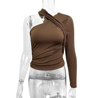Blusa Base Asimétrica de Manga Larga para Mujer - Image 4