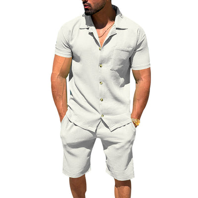 Conjunto de Verano Hombre: Cardigan con Solapa y Shorts a Rayas - Image 8