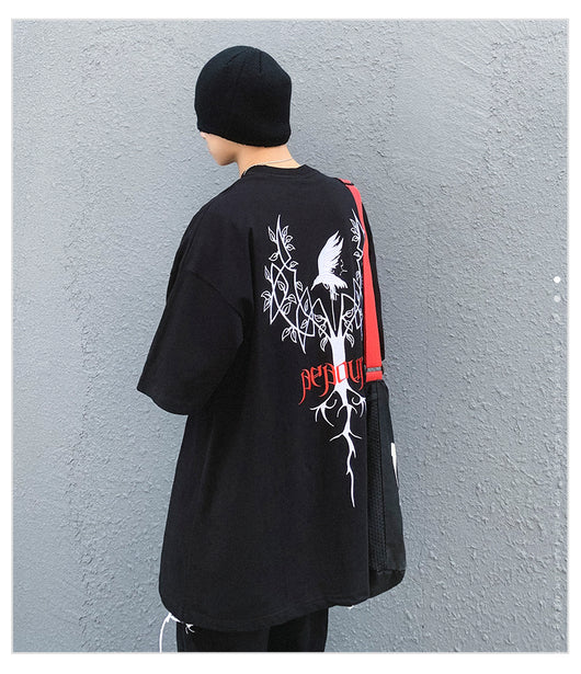 Playera de Manga Corta Estilo Anime Hip-Hop con Estampado Gráfico - Image 11