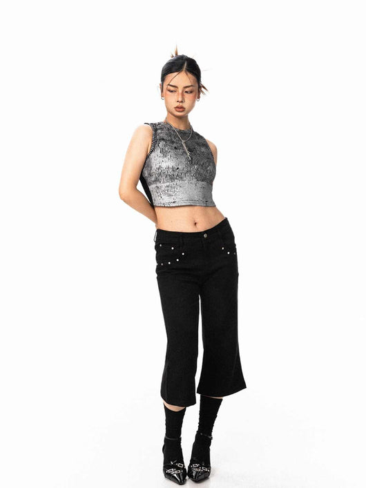 Pantalones Skinny Flare Negros con Remaches - Diseño Versátil y Moderno - Image 11
