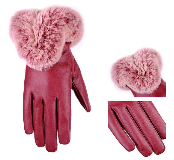 Guantes de Piel de Oveja Cálidos en Colores Lisos para Mujer