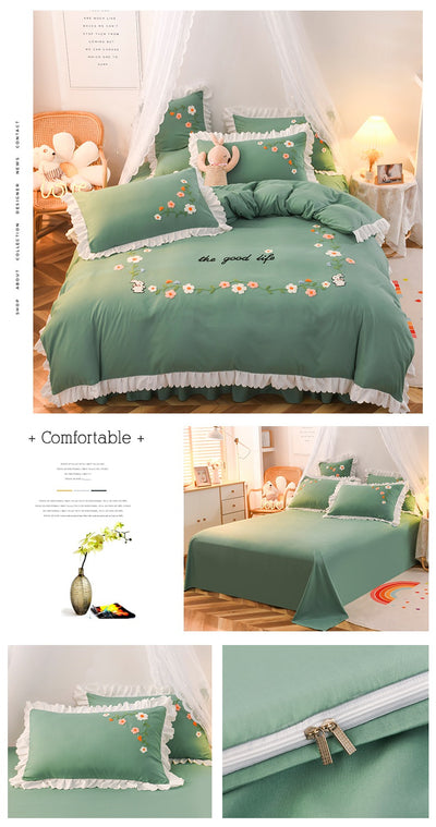 Juego de Cama de 3 Piezas para Cama Individual con Edredón de Volantes - Image 16
