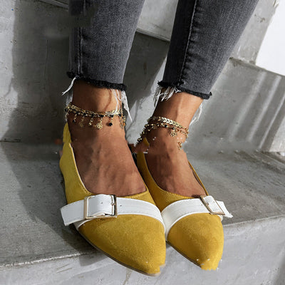 Zapatos Planos de Moda con Hebilla Elástica Punta Afilada - Image 9