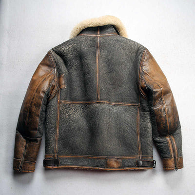 Abrigo de Cuero Gamuza con Solapa y Combinación de Colores para Hombre - Image 5