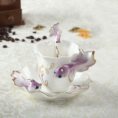 Juego de Tazas de Cerámica Pez Dorado - Regalo Perfecto para Bodas - Image 11