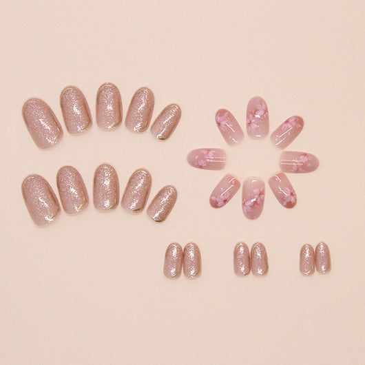 Esmalte de Uñas Ovaladas Cortas con Diseño Floral - Image 4