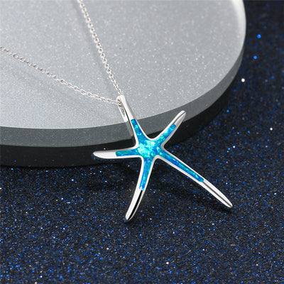 Collar Clavícula con Dije Estrella de Mar Azul y Ópalo - Image 12