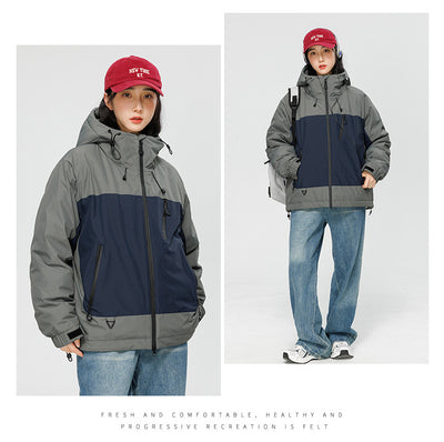 Chaqueta Acolchada Retro Americana con Contraste de Colores - Estilo Mecánico Versátil - Image 21