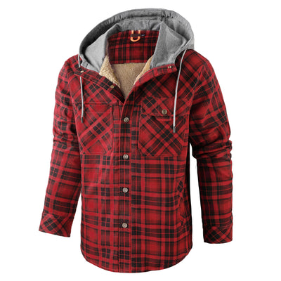 Chaqueta Acolchada Térmica a Cuadros con Capucha y Forro Polar para Hombre - Image 3