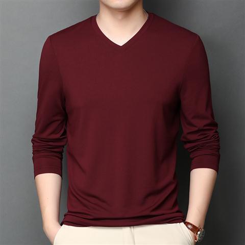 Camiseta de Seda para Hombre - Manga Larga Escote V Transpirable - Image 11