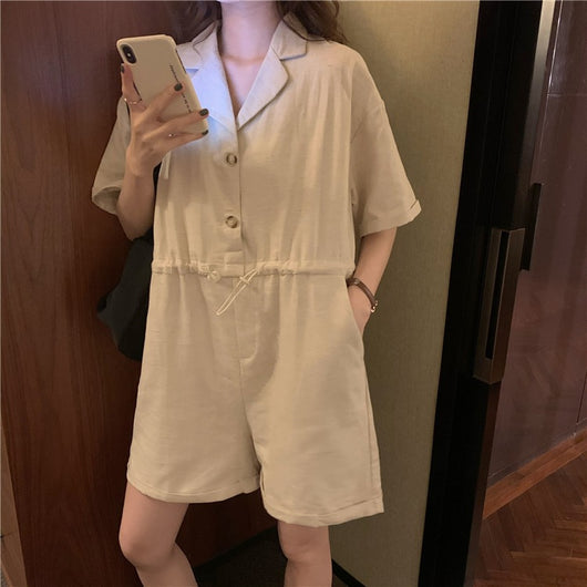 Jumpsuit Slim con Cuello Polo Suelto y Cordón Ajustable - Image 9