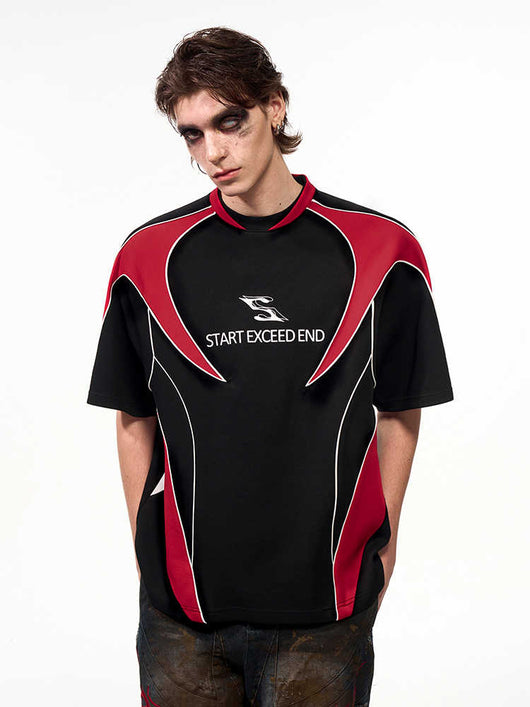 Camiseta Deportiva Hombre Manga Corta Estampado Letras Combinado - Image 9