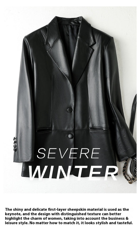 Blazer Ejecutivo de Piel de Oveja para Mujer - Image 12