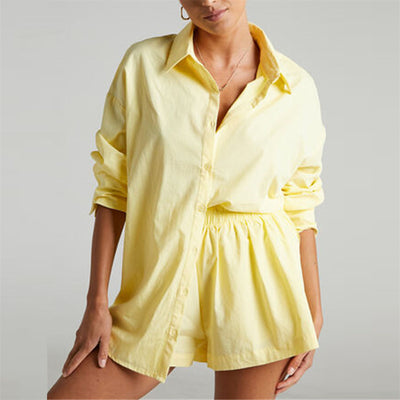 Camisa Clásica de Manga Larga con Solapa y Shorts a Juego - Image 12