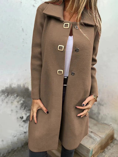 Abrigo de Lana para Mujer de Largo Medio con Diseño Cruzado Simple - Image 23