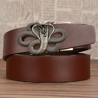 Cinturón de Cuero con Hebilla Automática Cobra para Hombre - Image 10