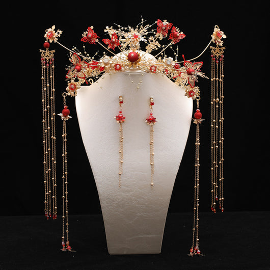 Juego Completo de Accesorios para Cabello Estilo Antiguo con Corona de Hada y Peineta Mariposa - Image 6
