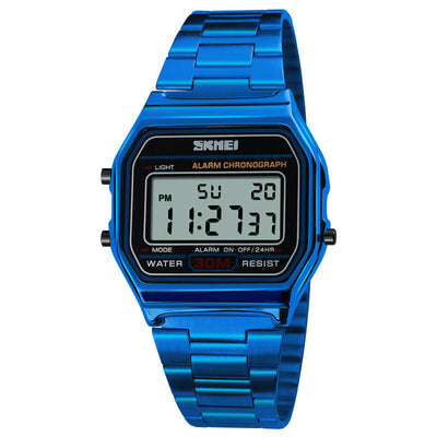 Reloj Retro Electrónico para Hombre con Correa de Acero