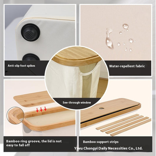 Canasta de Almacenamiento con Tapa de Bambú y Rollo de Papel Transparente - Image 2