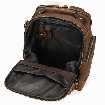 Mochila de Cuero Retro para Hombre - Gran Capacidad y Múltiples Bolsillos - Image 12