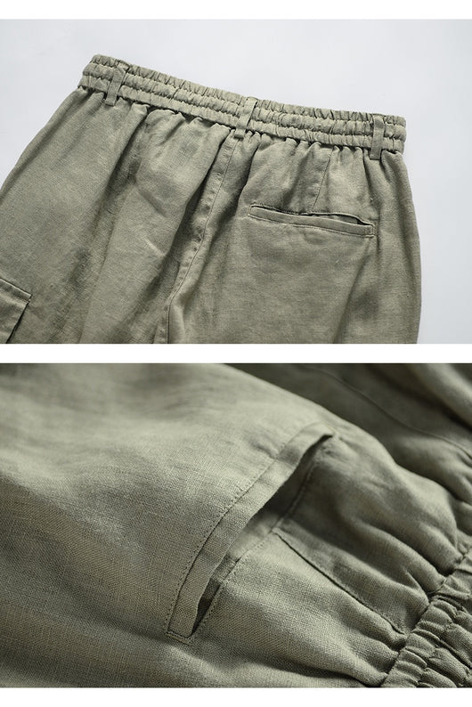 Pantalones de Lino Casuales Cintura Media Transpirables para Jóvenes - Image 21
