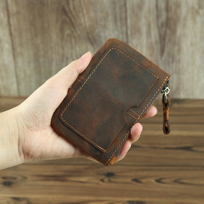 Monedero Compacto de Cuero Crazy Horse Estilo Retro para Hombre - Image 22