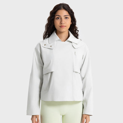 Gabardina Corta Impermeable y Transpirable para Mujer con Capucha Desmontable - Image 4