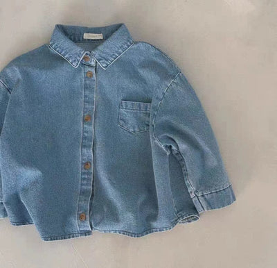 Cardigan Camisa Infantil Tipo Workwear con Bolsillo y Solapa - Image 10